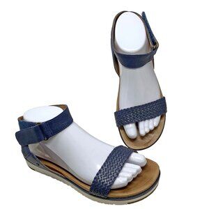 UGG Laddie Blue Leather Ankle Strap Athleisure Sandal